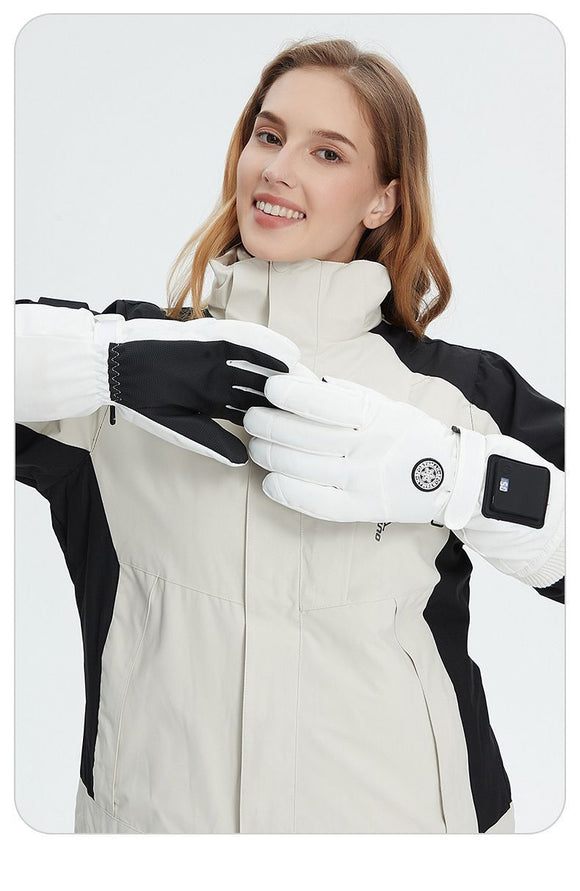 Outdoor Smart Heated Winter Gloves White