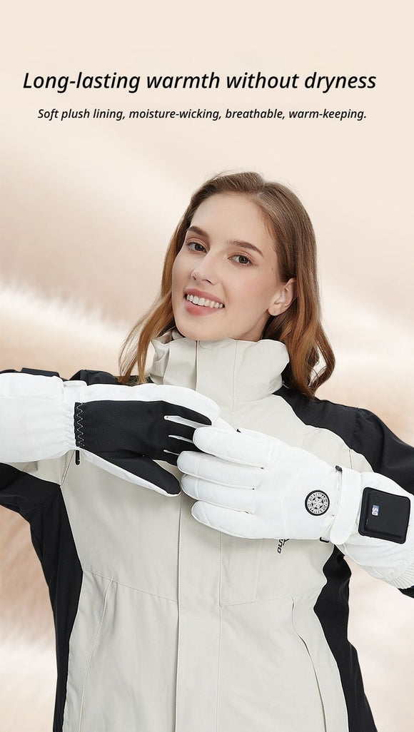 Outdoor Smart Heated Winter Gloves White