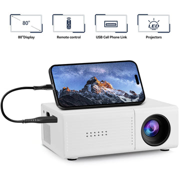 White M3S 1080P Mini Projector USB-Powered Version Includes Manual