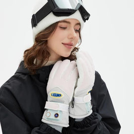 Windproof Water-Repellent Fleece-Lined Self-Heating Gloves Pink