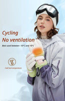 Windproof Water-Repellent Fleece-Lined Self-Heating Gloves Pink-3