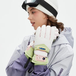 Windproof Water-Repellent Self-Heating Fleece Gloves Light Green