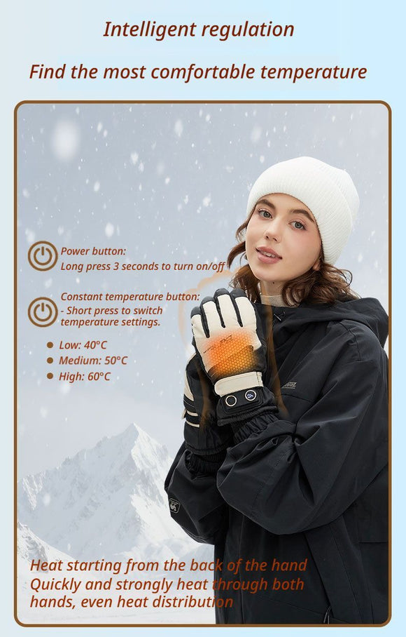 Winter Self-Heating Windproof Touchscreen Gloves-White Black