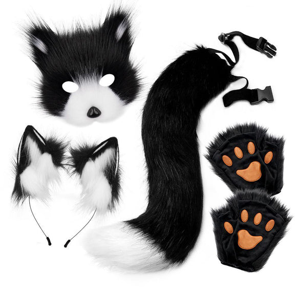 Furry Fox Costume Set for Cosplay - Black and White