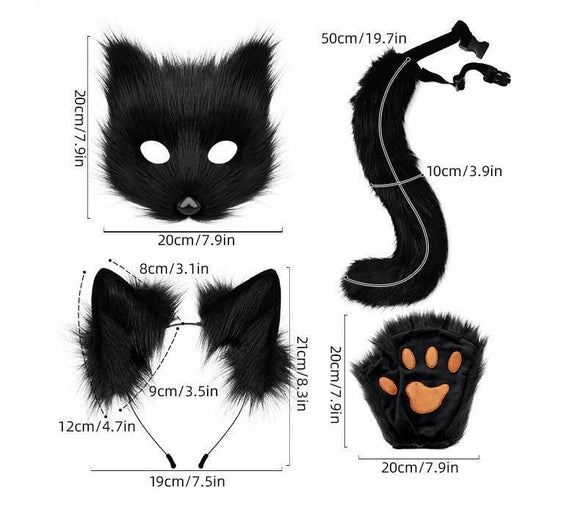 Furry Fox Costume Set for Cosplay - White