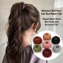 Women's Bird Nest Hair Bun Maker Clip Elegant Black Velvet Bun Curler Hair Accessory 1pc-2