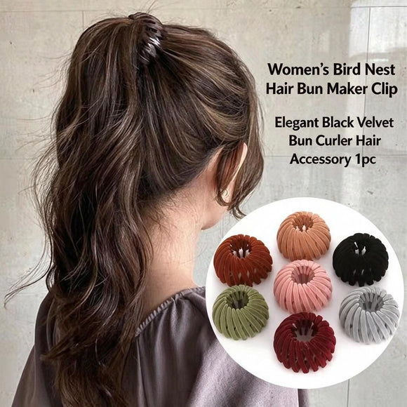 Blue Velvet Spiral Bun Clip Hair Bun Shaper for Lazy High Ponytail Updo Styling Women Hair Tool 1pc Office