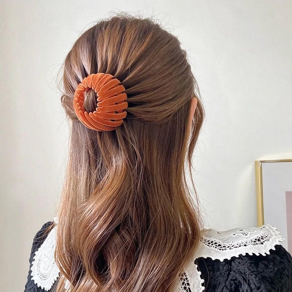Blue Velvet Spiral Bun Clip Hair Bun Shaper for Lazy High Ponytail Updo Styling Women Hair Tool 1pc Office