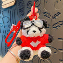 White Bear Plush Keychain With Red Heart Accent, Adorable Bag Hanging Ornament, Sweet Small Gift for Christmas & Halloween Occasions-1