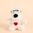 West Highland Dog Plush Keychain In White Outfit With Red Heart, Cute Cartoon Bag Pendant, Holiday Small Present for Christmas & Halloween-1