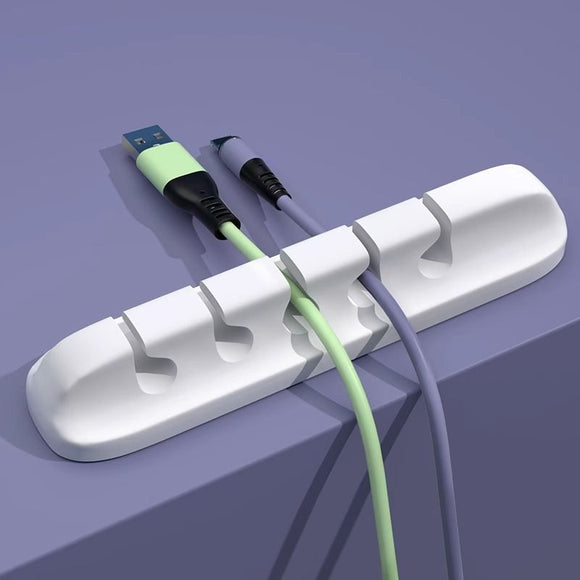 5‑Hole White Desktop Cable Holder 3Pcs Wire Organizer Clamp For Phone Charging Cord, Neat Desk Storage Tool Ideal Holiday Gift For Home Office User