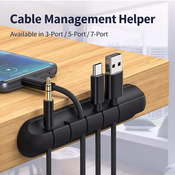 White Mixed 3+5+7 Hole Cable Organizer Clips 3Pcs Desktop Charging Data Cord Holder, Multi‑Specification Wire Fixer Halloween Christmas Desk Gift