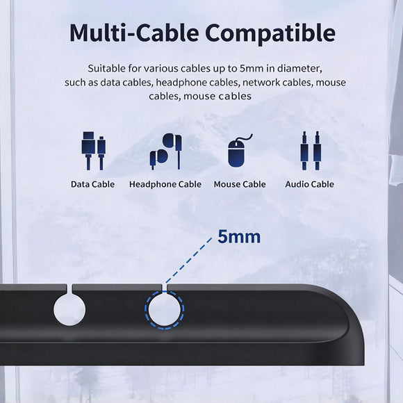 White Mixed 3+5+7 Hole Cable Organizer Clips 3Pcs Desktop Charging Data Cord Holder, Multi‑Specification Wire Fixer Halloween Christmas Desk Gift