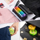 Round Portable Pill Organizer Black PU Leather Large Capacity Medicine Storage Box, Weekly Travel Medication Case Halloween Christmas Gift-2