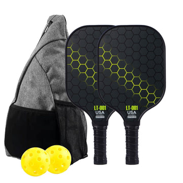 Yellow Pickleball Set with 2 Paddles-2 Balls And Triangular Carry Bag