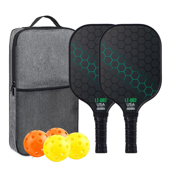 Yellow Pickleball Set with 2 Paddles-2 Balls And Triangular Carry Bag