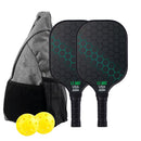Yellow Pickleball Set With 2 Paddles-4 Balls And Gray Carrying Bag-9