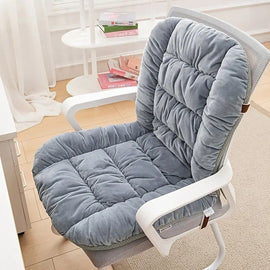 Winter Thick Fleece Seat & Back Cushion Set - 90cm Sofa Office Chair Warmer （French grey）