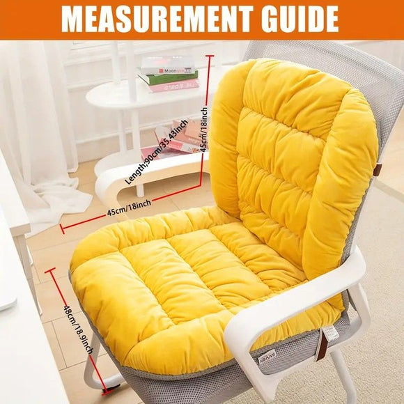 Winter Thick Fleece Seat & Back Cushion Set - 90cm Sofa Office Chair Warmer (YELLOW)