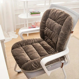 Winter Thick Fleece Seat & Back Cushion Set - 90cm Sofa Office Chair Warmer (BROWN)