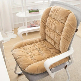 Winter Thick Fleece Seat & Back Cushion Set - 90cm Sofa Office Chair Warmer （khaki）