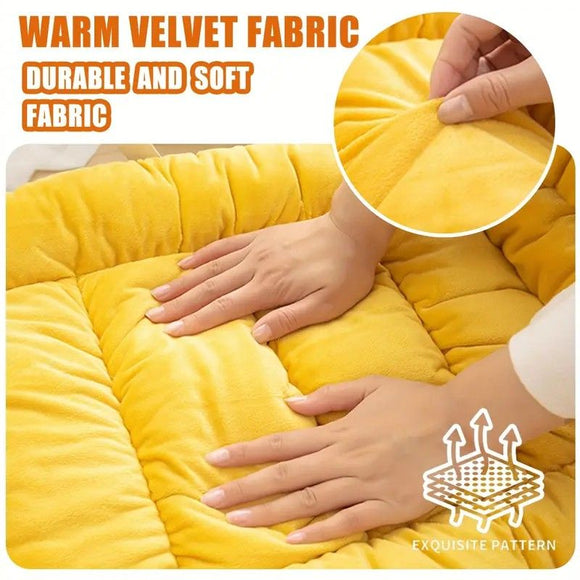Winter Thick Fleece Seat & Back Cushion Set - 90cm Sofa Office Chair Warmer （khaki）