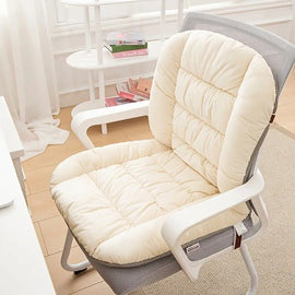 Winter Thick Fleece Seat & Back Cushion Set - 90cm Sofa Office Chair Warmer （sandy beige）