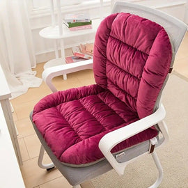 Winter Thick Fleece Seat & Back Cushion Set - 90cm Sofa Office Chair Warmer （wine red）