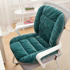 Winter Thick Fleece Seat & Back Cushion Set - 90cm Sofa Office Chair Warmer （dark green）