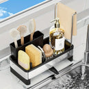 No Drill 360° Rotating Drain Sponge Holder with Tray Kitchen Sink Organizer(GREY)-3