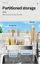 No Drill 360° Rotating Drain Sponge Holder with Tray Kitchen Sink Organizer(GREY)-4