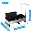 No Drill 360° Rotating Drain Sponge Holder with Tray Kitchen Sink Organizer(GREY)-8