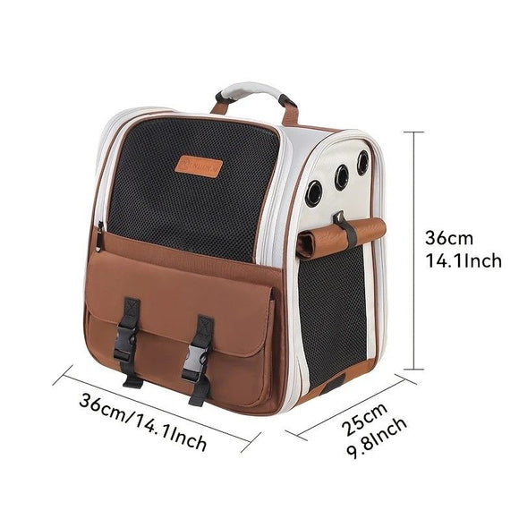 Cat Backpack Carrier - Lightweight, Foldable, Shape-Retaining Travel Bag for Cats and Small Dogs up to 8kg(Sakura powder)
