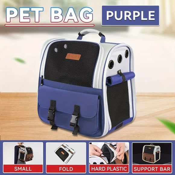 Cat Backpack Carrier - Lightweight, Foldable, Shape-Retaining Travel Bag for Cats and Small Dogs up to 8kg(Sakura powder)