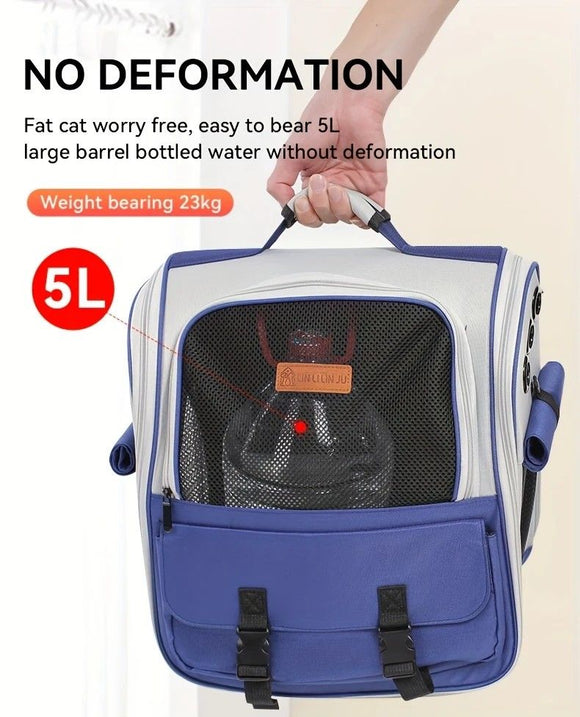 Cat Backpack Carrier - Lightweight, Foldable, Shape-Retaining Travel Bag for Cats and Small Dogs up to 8kg(Dark green)