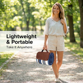 Double-layer Nylon Picnic Mat High-density Waterproof Base + Nylon Padding Lightweight Foldable with Carry Handle Machine Washable & Easy Care  Ideal for Beach Camping Park Outdoor Picnics。（150*200CM) - 0