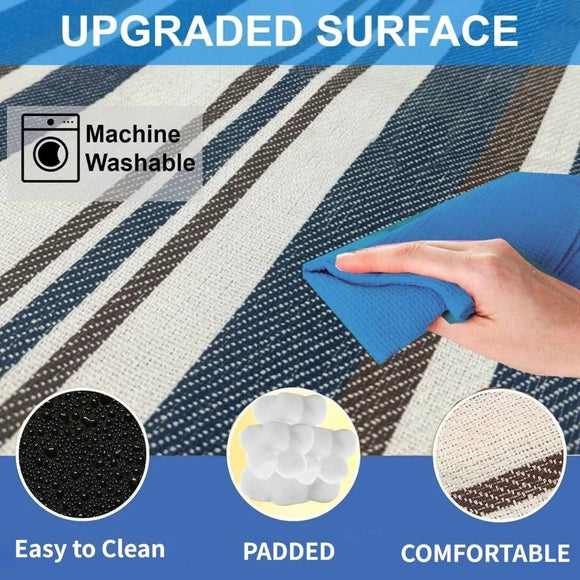 Double-layer Nylon Picnic Mat High-density Waterproof Base + Nylon Padding Lightweight Foldable with Carry Handle Machine Washable & Easy Care  Ideal for Beach Camping Park Outdoor Picnics。（150*200CM)