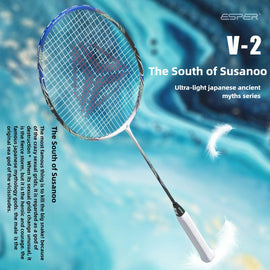 ESPER Explorer V2 Susanoo 7U Ultra-Light Badminton Racket 30T/40T High-Elastic Carbon Fiber with Grip and Gift Box Suitable for Beginners and Advanced Players.（blue) - 0