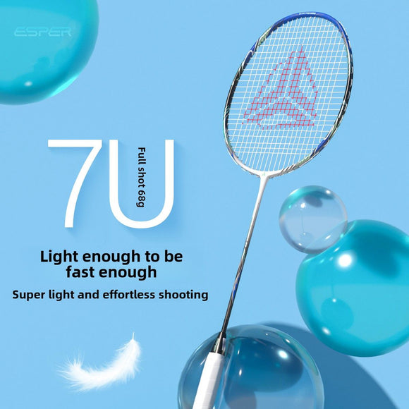 ESPER Explorer V2 Susanoo 7U Ultra-Light Badminton Racket 30T/40T High-Elastic Carbon Fiber with Grip and Gift Box Suitable for Beginners and Advanced Players.（blue)
