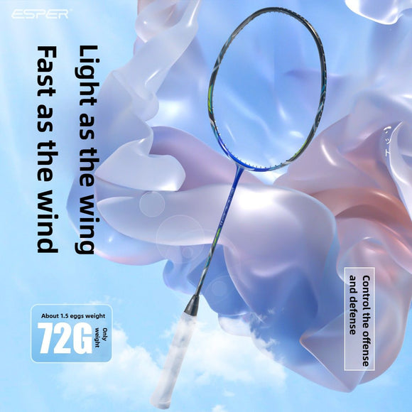 ESPER V3 Badminton Racket 72g Ultra-Light 6U Graphene Carbon All-Around Professional Match Training Durable Stylish Racket（blue)