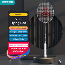 ESPER V3 Badminton Racket 72g Ultra-Light 6U Graphene Carbon All-Around Professional Match Training Durable Stylish Racket(Phantom violet)