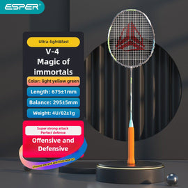 ESPER V4 Badminton Racket 82g Lightweight 4U Full Carbon Fiber All-Around Professional Match Training Durable Stylish Racket(Fluorescent yellow-green)