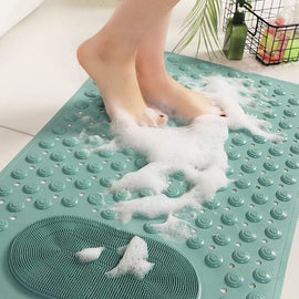 Anti-Slip Massage Shower Mat with Suction Cups Foot Spa Bathroom Mat（green) - 0