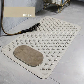 Anti-Slip Massage Shower Mat with Suction Cups Foot Spa Bathroom Mat(khaki)