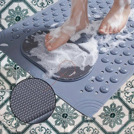 Anti-Slip Massage Shower Mat with Suction Cups Foot Spa Bathroom Mat(GREY)