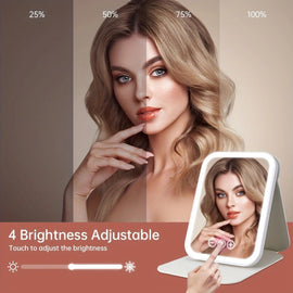 LED Makeup Mirror with Lights, 3 Color Modes Touch Control, Rechargeable Travel Vanity Mirror(WHITE) - 0