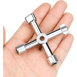 4-in-1 Universal Electrical Cabinet Wrench for Elevators and Valves Silver Multifunctional Tool Wrench - 0