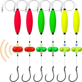 Pre-Tied Catfish Rig System, 23 Inch 55LB Santee Cooper Catfish Float Rig with Adjustable EVA Slip Float and High Carbon Circle Hooks 5/0 6/0 8/0, Ready-to-Fish for River and Bank Fishing(Cigar Float-5/0Hook * 6PCS)