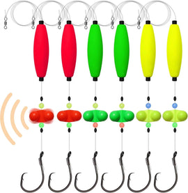 Pre-Tied Catfish Rig System, 23 Inch 55LB Santee Cooper Catfish Float Rig with Adjustable EVA Slip Float and High Carbon Circle Hooks 5/0 6/0 8/0, Ready-to-Fish for River and Bank Fishing(Cigar Float-6/0Hook * 6PCS)