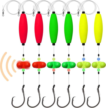 Pre-Tied Catfish Rig System, 23 Inch 55LB Santee Cooper Catfish Float Rig with Adjustable EVA Slip Float and High Carbon Circle Hooks 5/0 6/0 8/0, Ready-to-Fish for River and Bank Fishing(Cigar Float-6/0Hook * 6PCS)